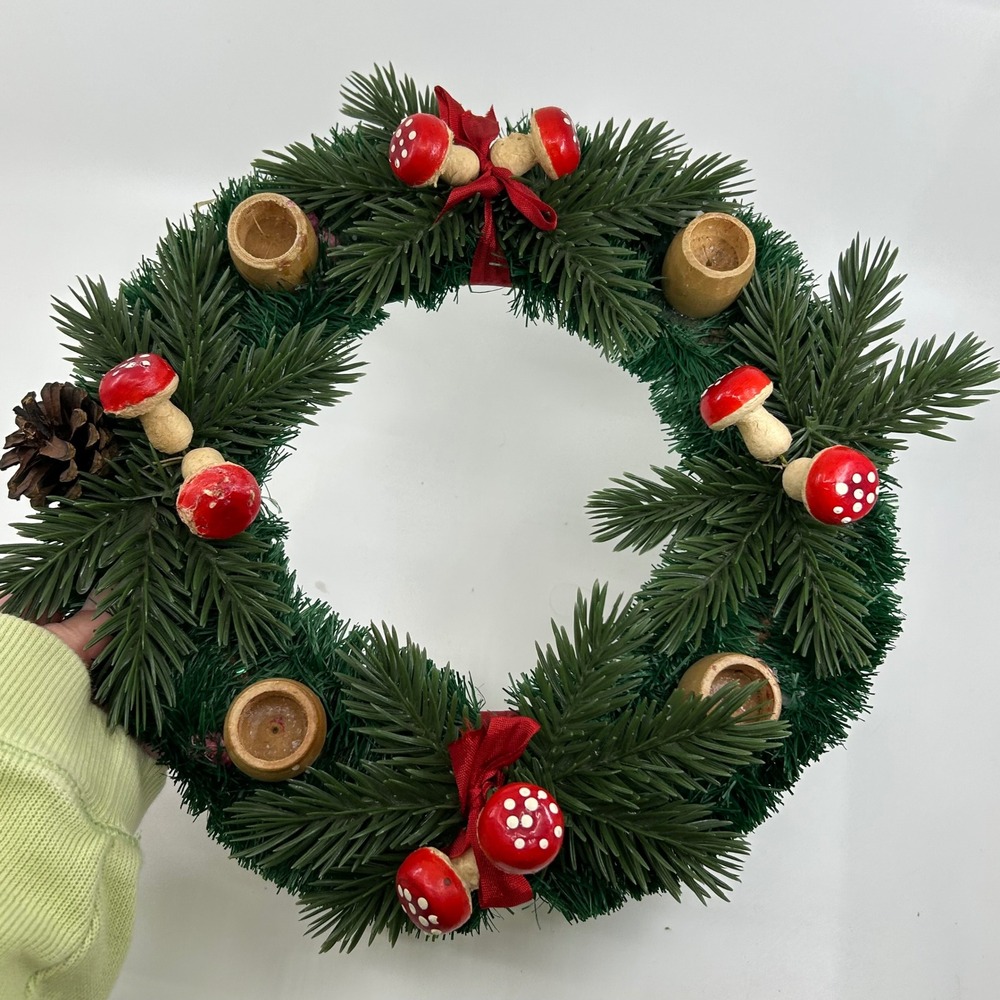 Vintage Swedish Mid Center Mushroom Table Candle Wreath Center Piece - Picture 9 of 13